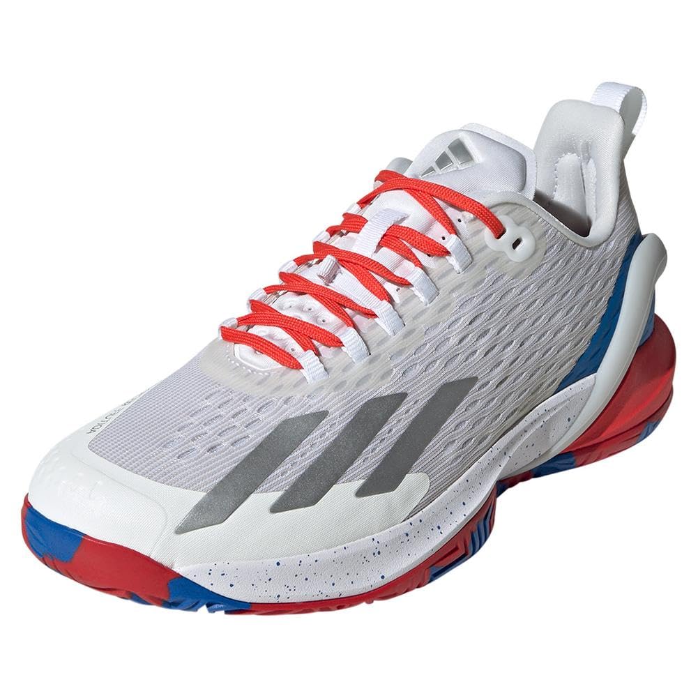 adidas Men s Adizero Cybersonic Tennis Shoes White and Metallic Silver