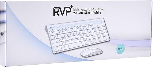 Miniatura 8 de RVP+ Teclado inalámbrico y mouse ultra delgado Combo, 2.4GHz inalámbrico USB Mouse y teclado PC Ordenador portátil - Blanco