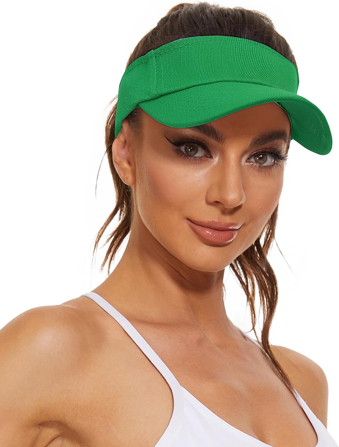 Mens Womens Sun Visors with UV Protection Adjustable Sports Sun Visor Beach Hats for Tennis Golf Summer Hats Green