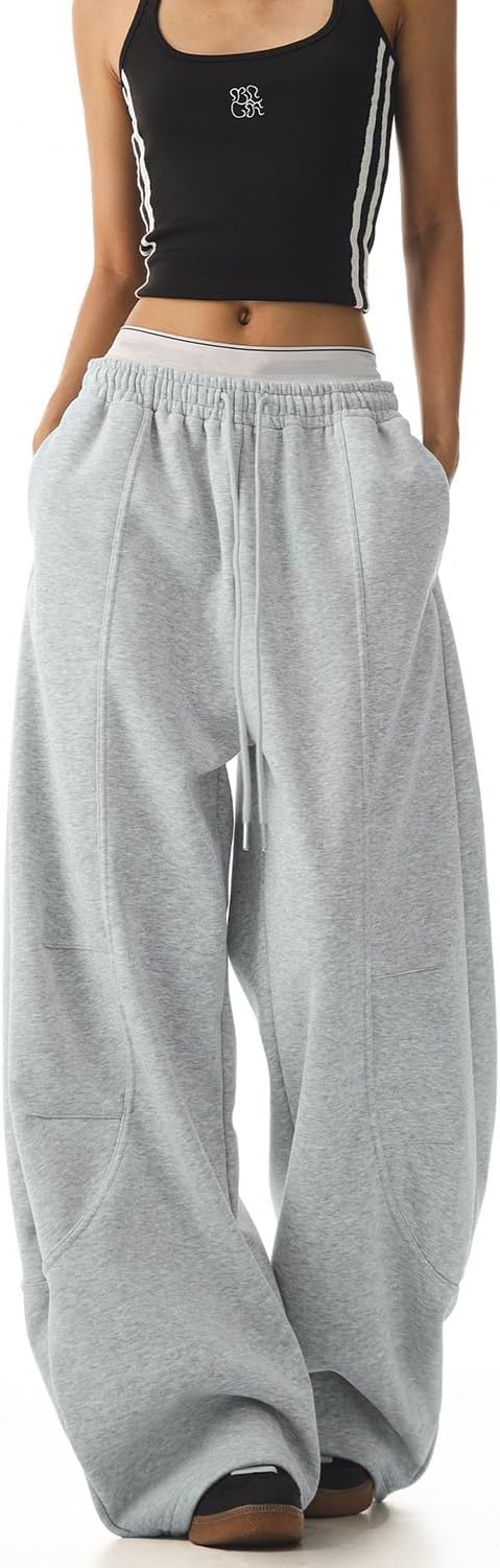 Skateboard Frog Women Baggy Wide Leg Sweatpants y2k Drawstring Streetwear