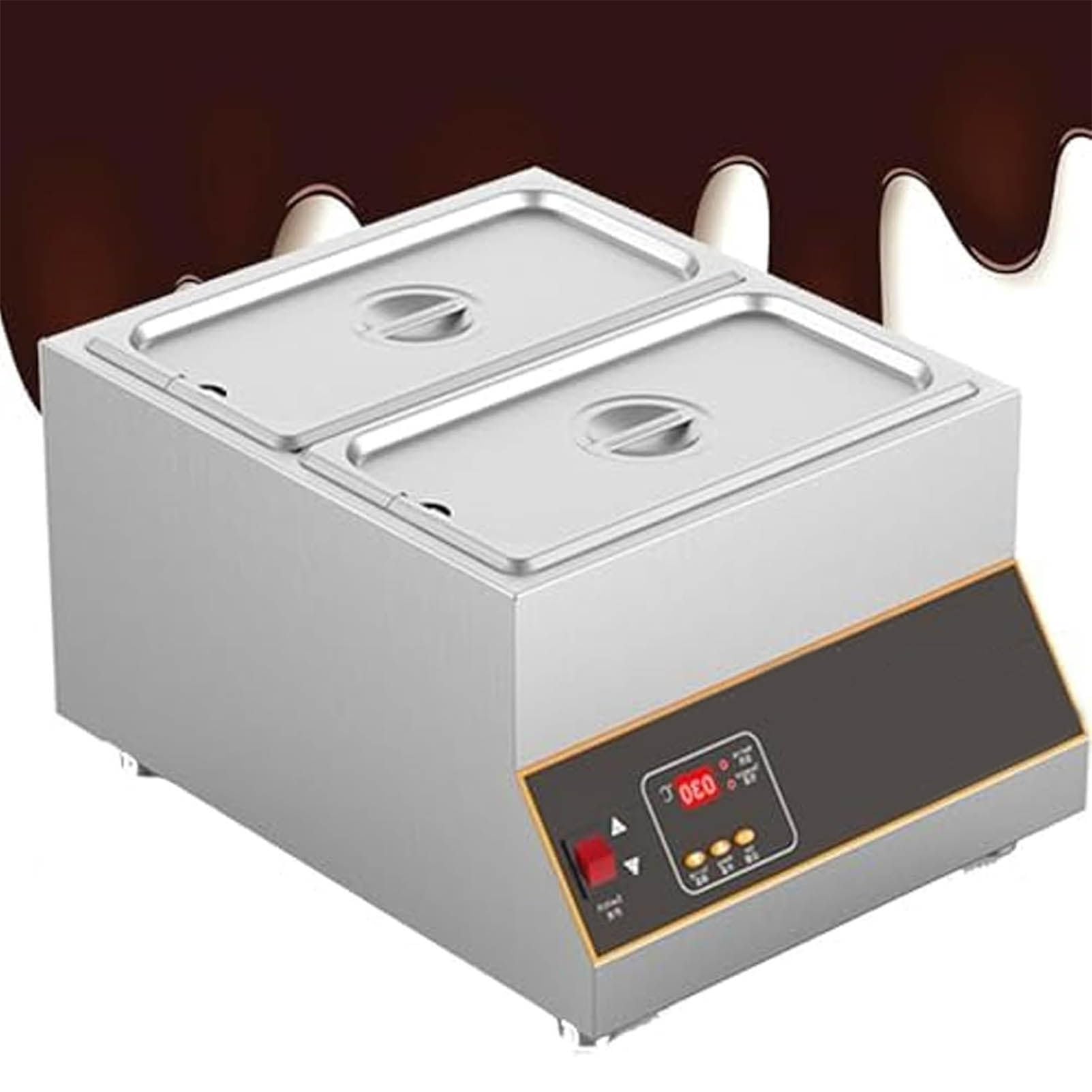 LJLYYDS Chocolate Melting Pot Machine, Electric Tempering & Melting with Digital Control, for Fountain Use, Ideal for Fondue, Cakes, Candy Making Twin-cylinder
