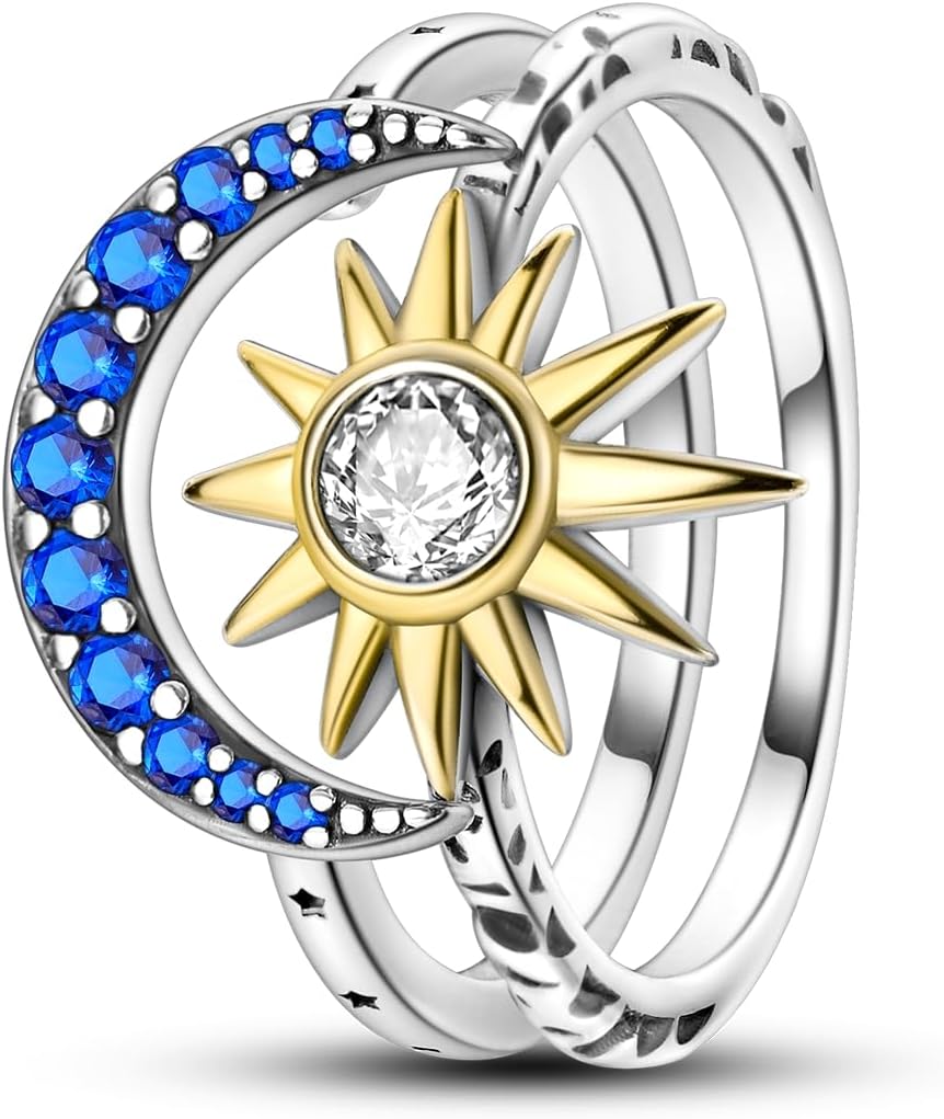 Hapour 925 Sterling Silver Ring for Women, Eternity Gorgeous Rings Stackable Rings for Women Teens Valentine Day Gifts for Her Ring Size 6-9