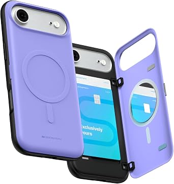 GOOSPERY for iPhone Air Wallet Case, MagSafe Compatible, Flip Hidden Card Slot, Magnetic Auto-Closing Door, Slim Dual Layer Protective Phone Cover with Card Holder - Purple