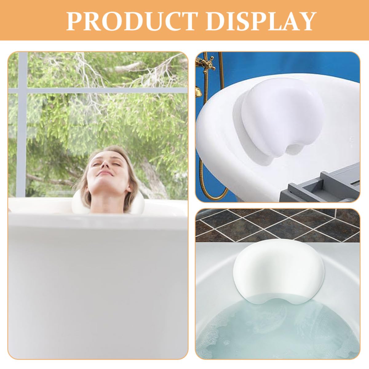 GANAZONO Almohada para Reposacabezas de Bañera de PU, Cojín Antideslizante Ergonómico para Baño y SPA en Casa, Soporte para Cabeza, Cuello y Hombros para Relajación Profunda