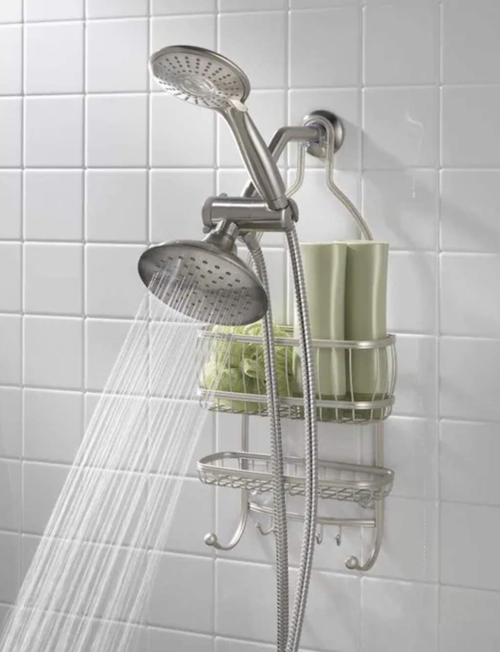 AquaSource Easy Install Brushed Nickel 5-Spray Shower Head and Handheld Shower Combo