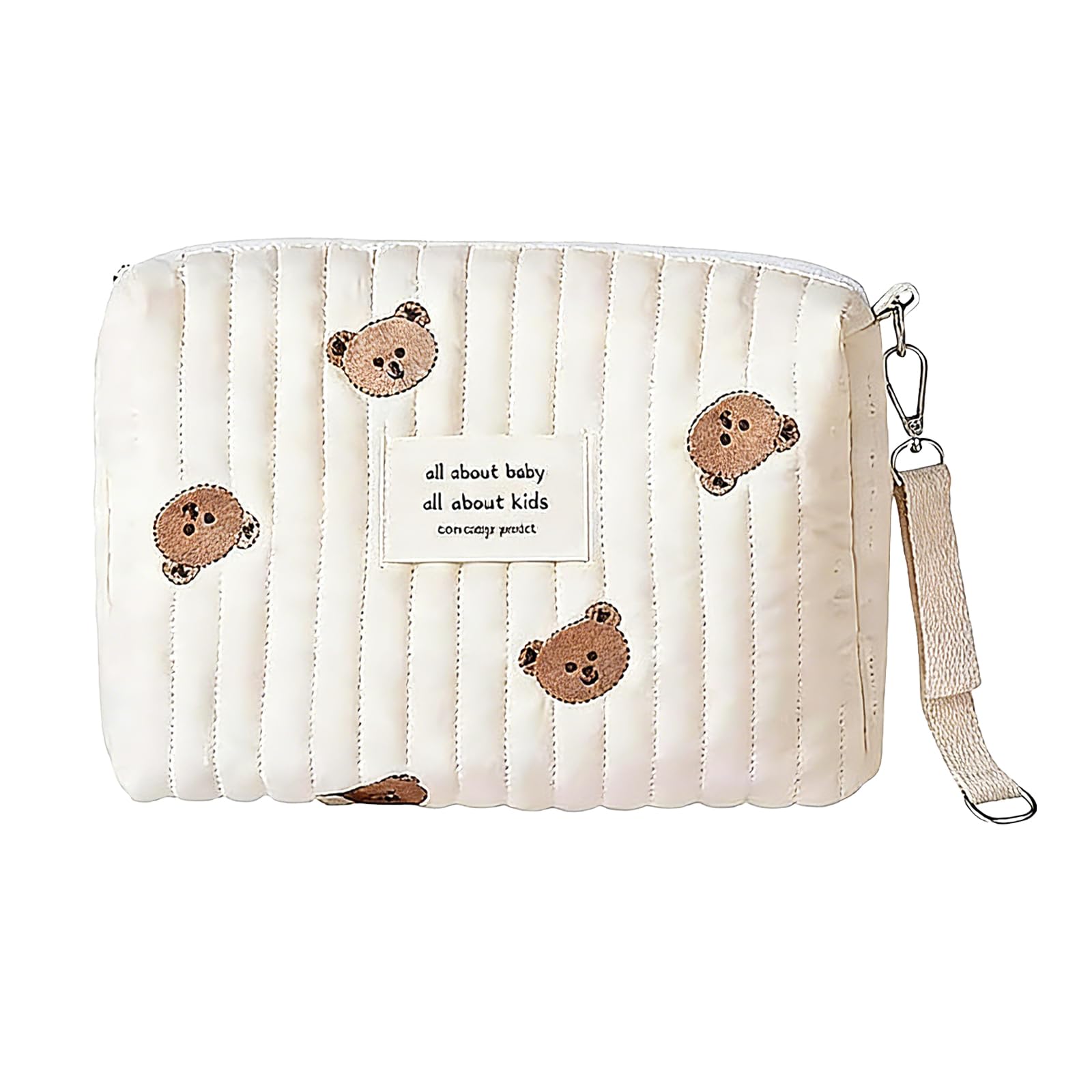 Borsa per Pannolini Ricamo Fasciatoio Neonato Organizzatore Passeggino Contiene Pannolini Salviette Giocattoli Motivo Orso Ricamato