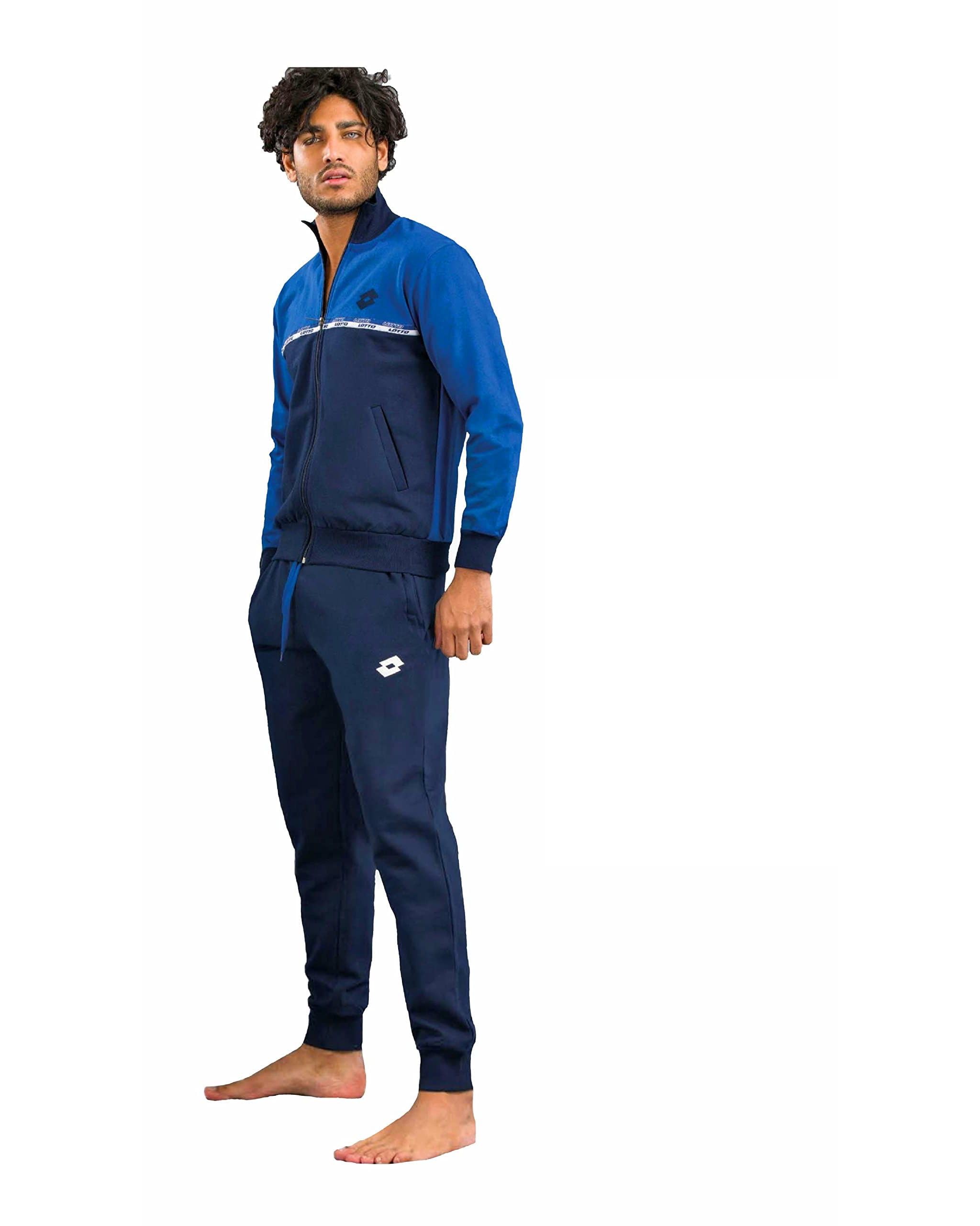 LOTTO TUTA UOMO IN FELPA GARZATA, VARI MODELLI ANCHE RAGAZZO, TUTA SPORTIVA UOMO, TUTA UOMO COTONE FELPATO (Bluette 2011, XXL)