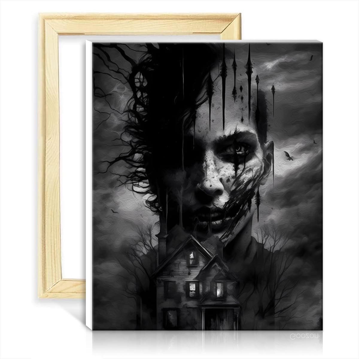 TANGFEIY Paintting Canvas Oil Painting Kit Horror on Canvas Painting Adults with Brushes and Acrylic Pigment on Picture for Home Decor NO Frame(50x65cm)