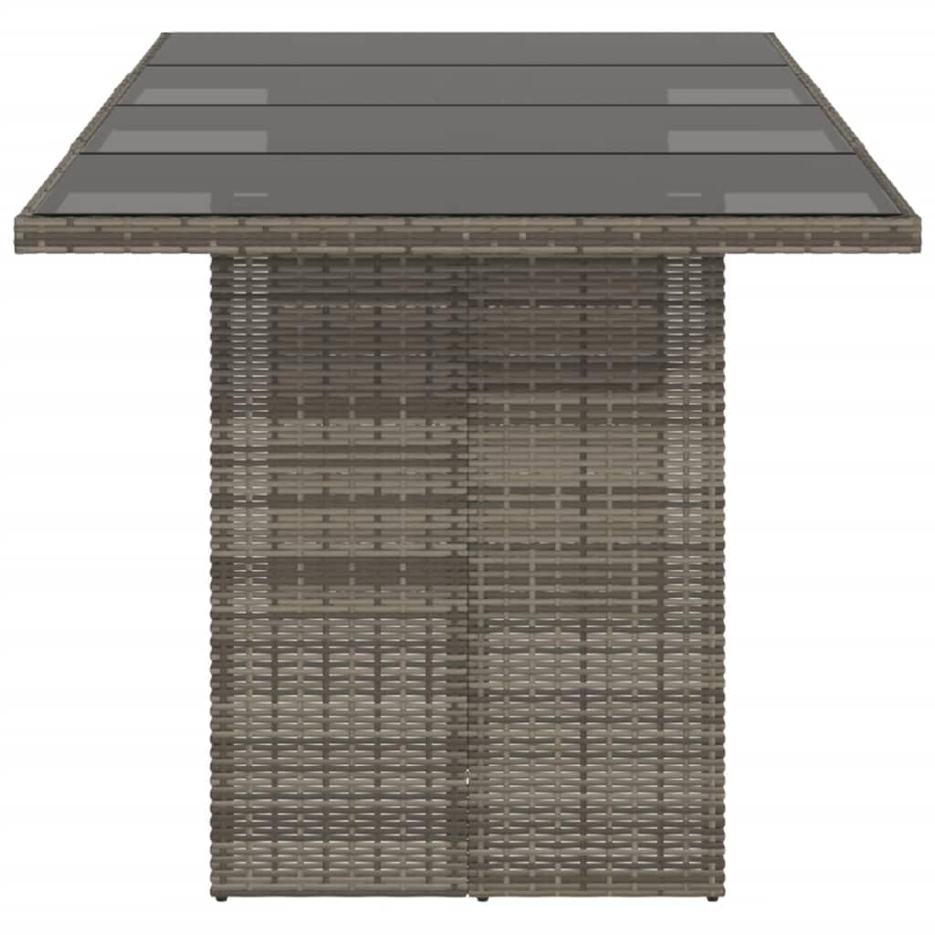 vidaXL Gartentisch mit Glasplatte Grau 190x80x74 cm Poly Rattan
