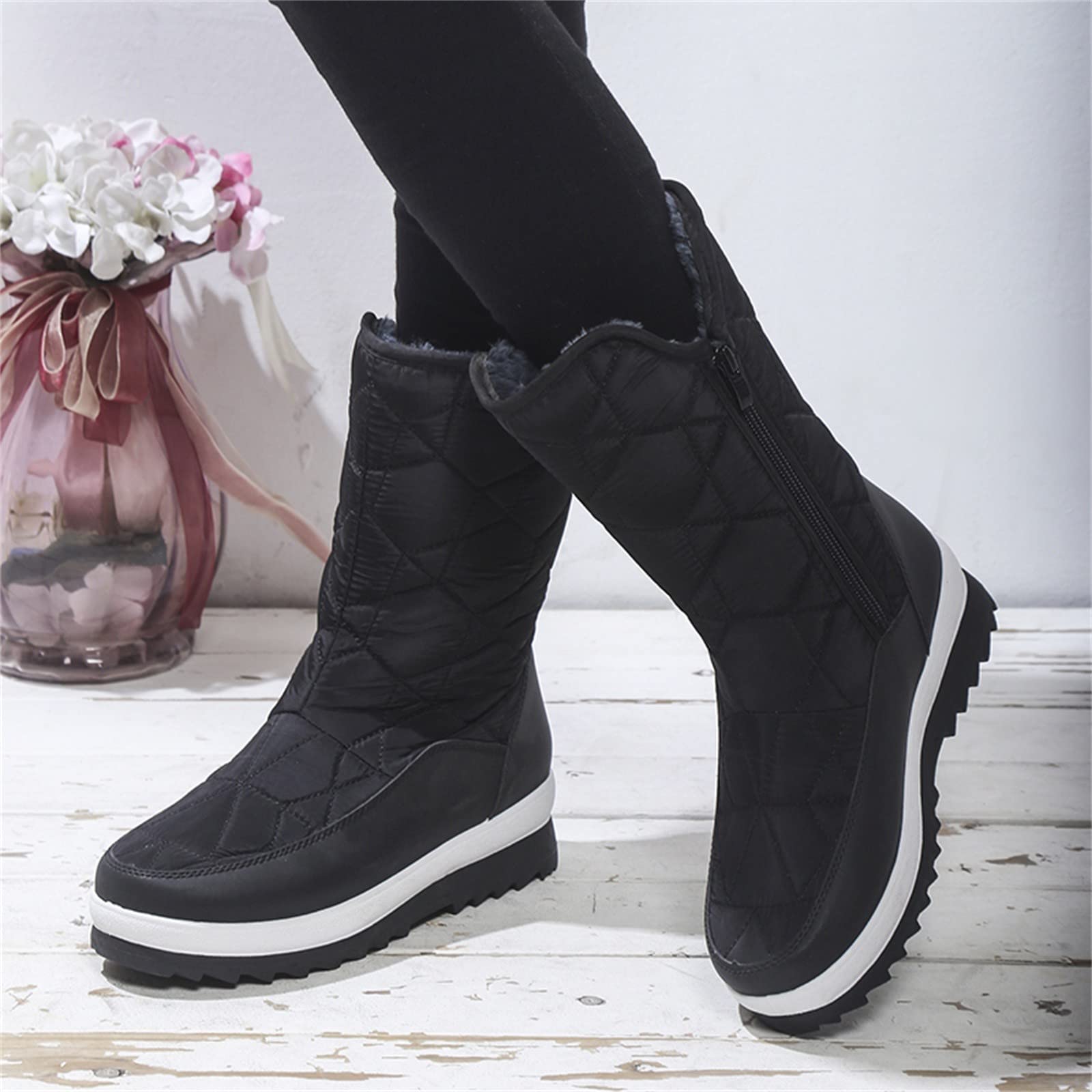 Scarpe Neve Donna 2026 Stivali da alla Autunno e Inverno Fondo Spesso Antiscivolo Cerniera A Tubo Lungo Caldi Confortevoli Scarponcini Uomo Invernali Stivale