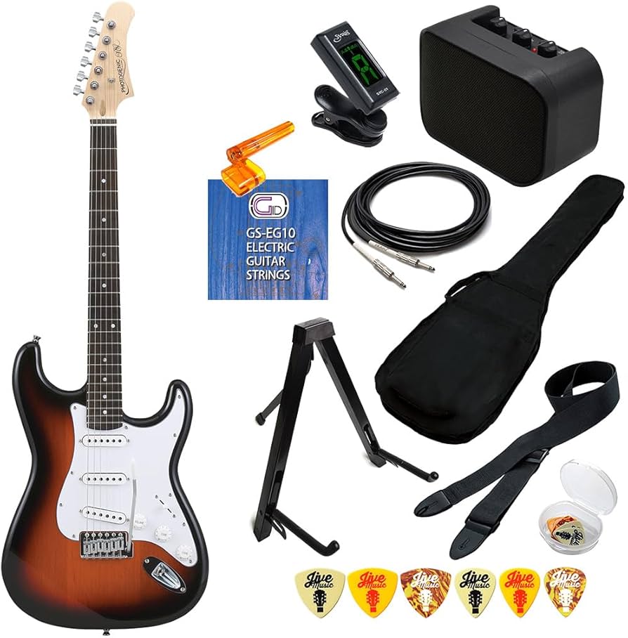Amazon | エレキギター 初心者セット 11点 PhotoGenic ST180 SB