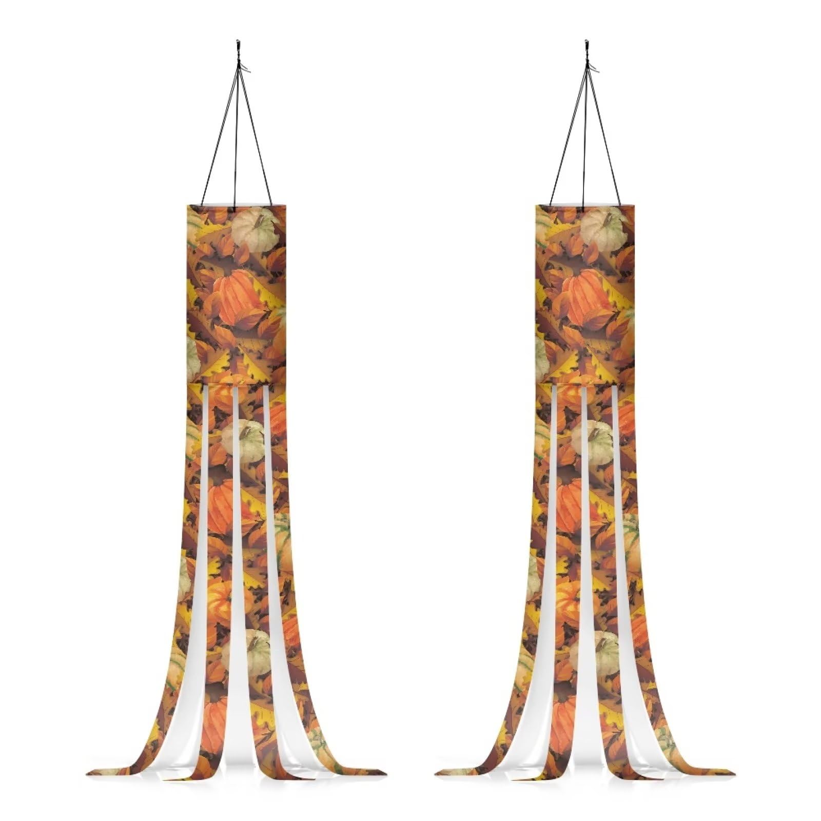 Showudesigns Fall Windsock 2 Pack Windsocks for Outside,Porch,Garden,Yard,Patio,Tree Hanging Wind Sock Flag 39 Inch Holiday Accessories Orange