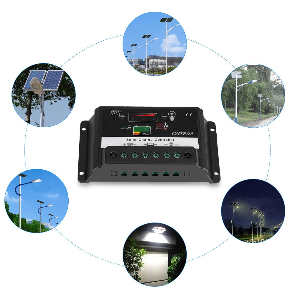 Fdit Regolatore di Carica Solare PWM 30A 12V/24V Auto, Protezione Completa per Batterie al Piombo