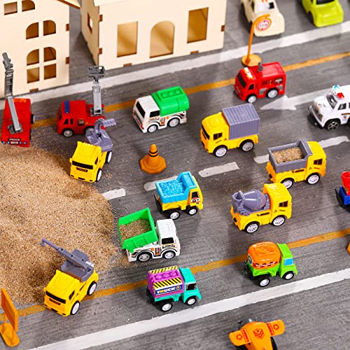 Sratte 50 Pcs Pull Back Cars And Trucks Toy Bulk City Cars Plane Vehicles Model Car Construction Toy Pull Back Digger For Boys And Girls' Education, Party Favor Bulk Cake Decorations Birthday Gift #TOP5