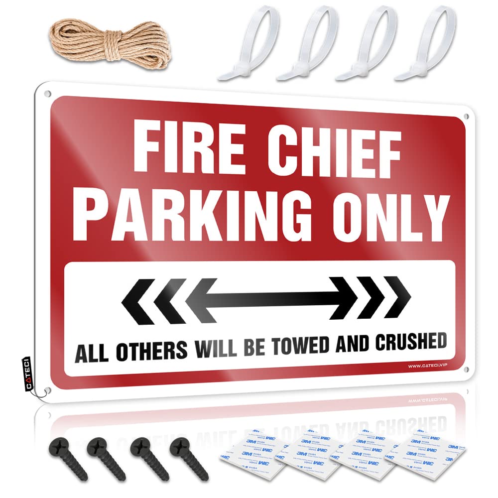 KRAZMURONGD Beer Decorations For Man Cave Funny Bar Decor Fire Chief Parking Only Tin Sign(30X40CM)