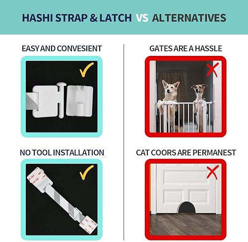Miniatura 5 de HA SHI Pestillo ajustable para puerta de gato, cerraduras a prueba de niños y mascotas, pestillo ajustable Buddy Pet Stopper, correas de seguridad