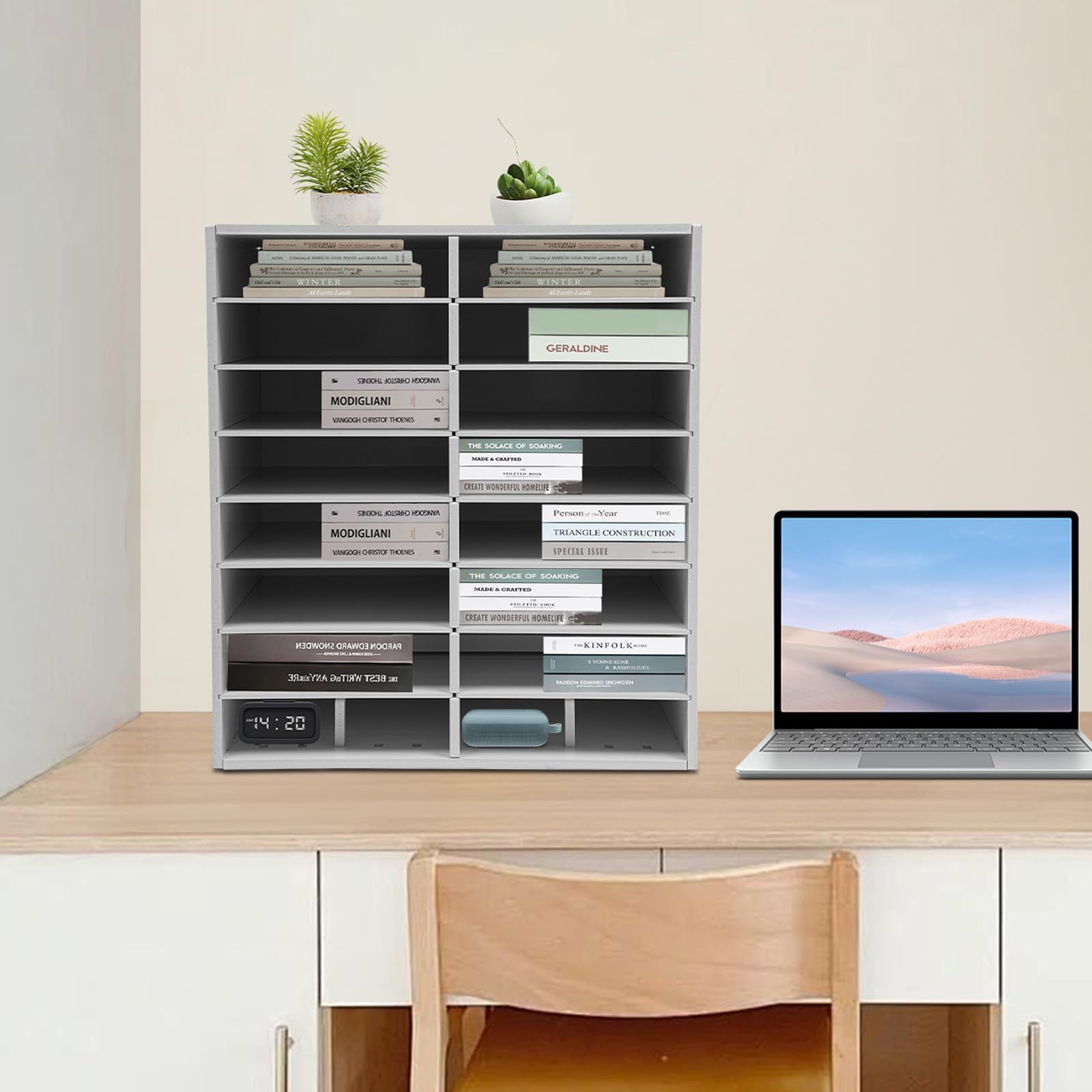Organizer per letteratura, portadocumenti con 16 scomparti, organizer da scrivania, 50,5 x 30 x 56,7 cm, organizer per letteratura, multiuso, per uffici, aule, studi