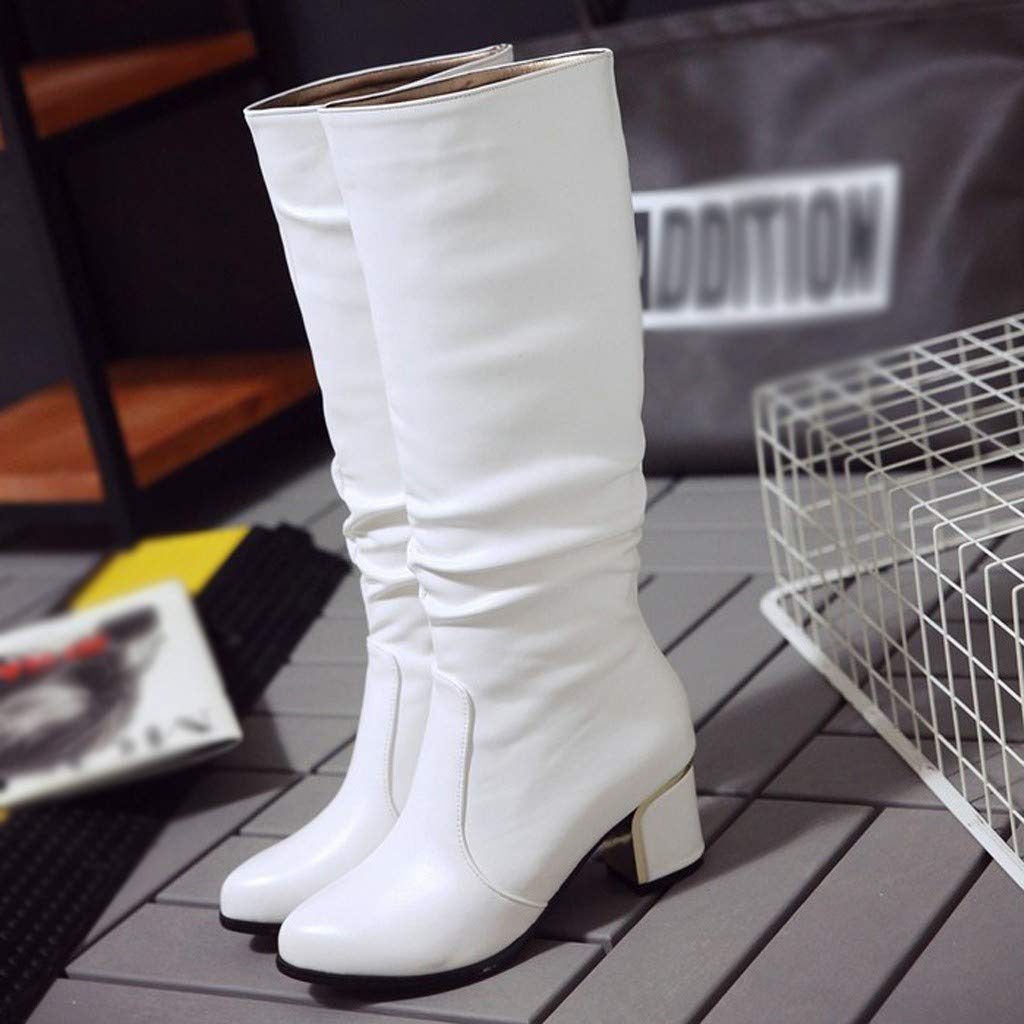 Stivaletti da donna, eleganti stivali lunghi con tacco, impermeabili, in pelle, lunghi al ginocchio, a pecora lunga, invernali, classici da cowboy