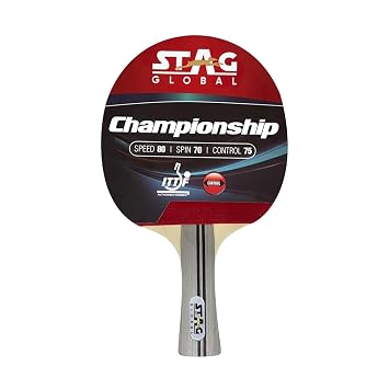 STAG Global Championship Table Tennis Racquet | 172 Grams | Intermediate | ITTF Approved Rubber | Multi- Color