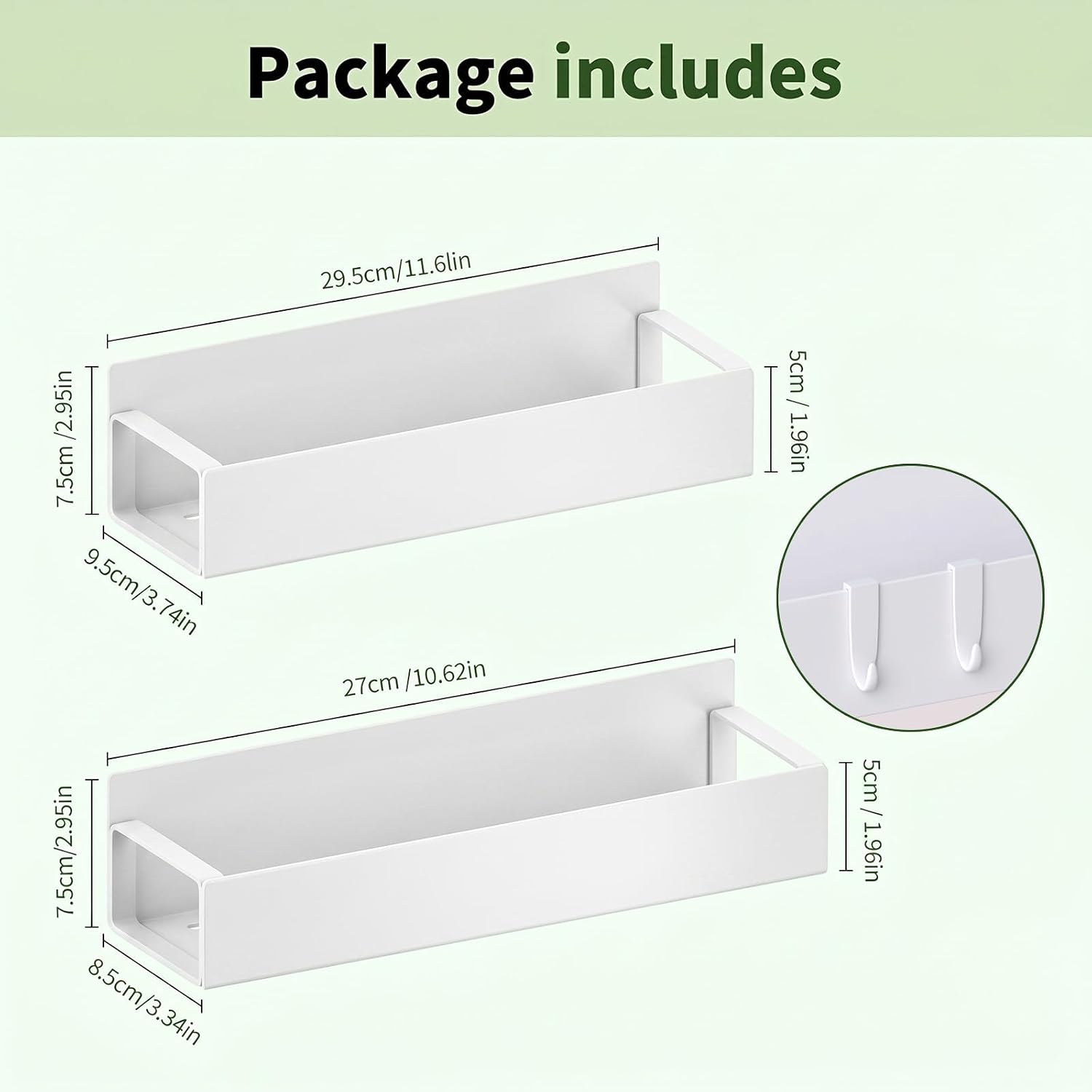Magnetic Spice Rack, White, 4 Pack | Multipurpose Magnetic Shelf, Versatile Storage for Spices, Herbs, Seasonings, Suitable for Kitchen Refrigerator, Cabinet