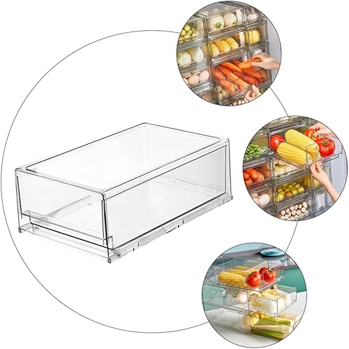 Miniatura 6 de Caja para refrigerador, cajones extraíbles, organizador de latas, contenedor de almacenamiento para refrigerador, despensa grande de almacenamiento