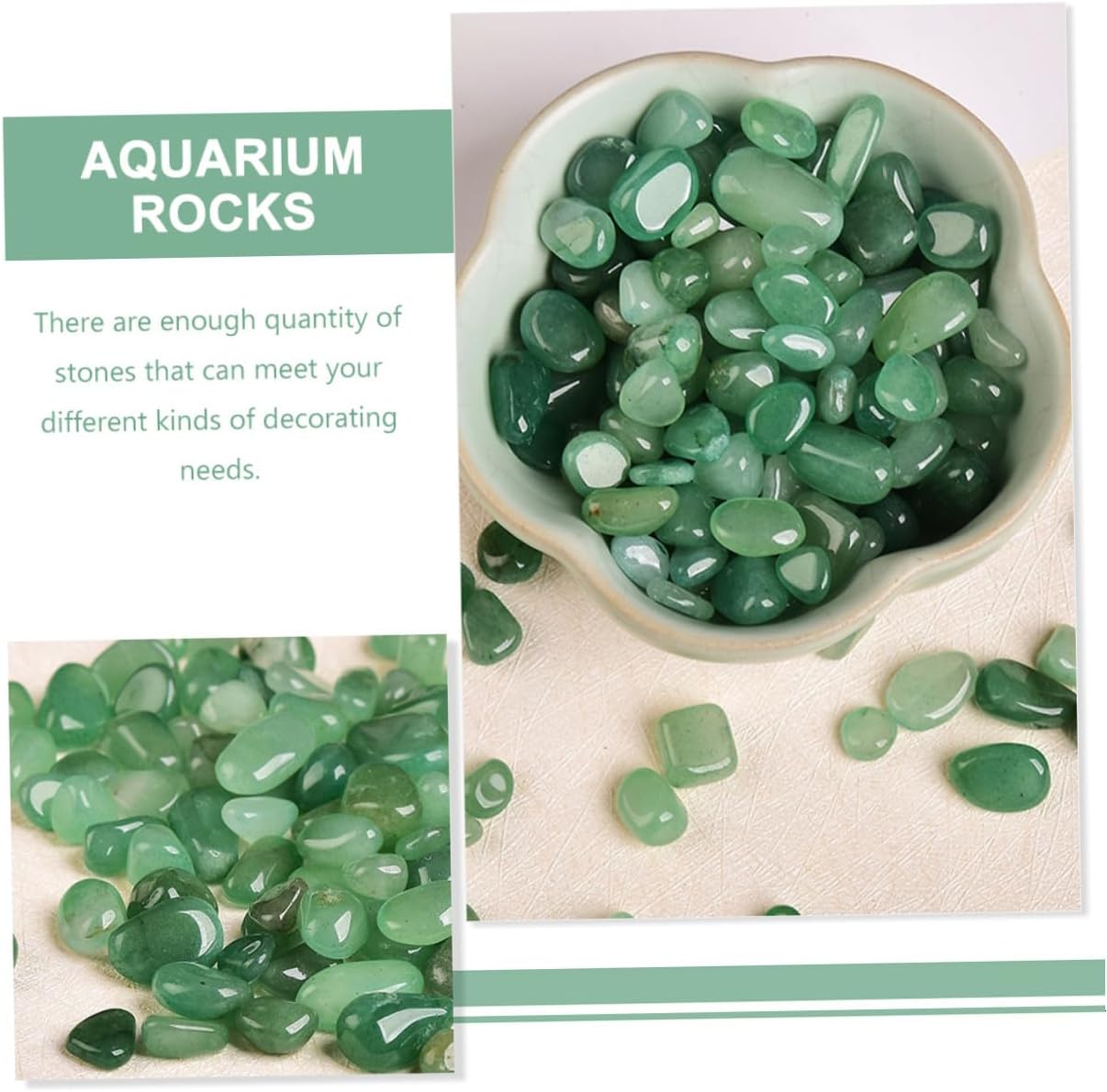 Natural Dendritic Jade Aquarium Gravel Stones 7-9mm, 2lb Bulk Fish Tank Rocks for Terrarium Decoration and Freshwater Aquarium Landscaping