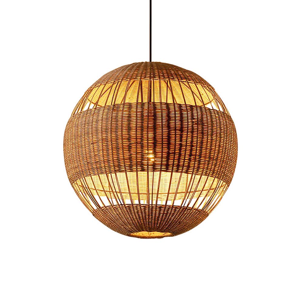 Girls Jewelry Sferyczna lampa wisząca z bambusa, ręcznie tkany rattanowy żyrandol, E27 pojedyncza głowica wisząca, lampa sufitowa, hotelowa kawiarnia, oświetlenie dekoracyjne Jewelry