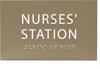 6" X4" Nurses Station Sign - ADA Compliant Tactile Graphics Grade 2 Braille Text | Wall Mount Plastic Care Staff Area Signs for Medical Health Offices, Hospital Buildings