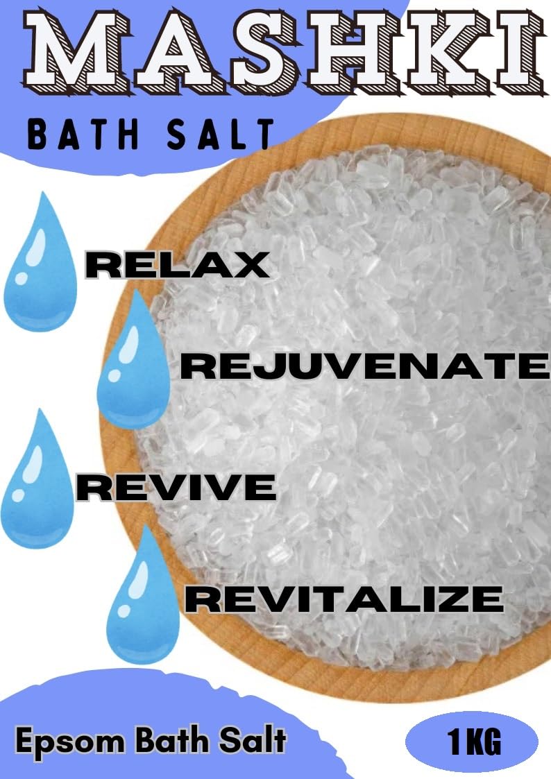 MASHKI Epsom Bath Salt – Ideal for Acne, Facial Wounds, Sore Muscles, Body Pain, and Hair Care (2 Kg)