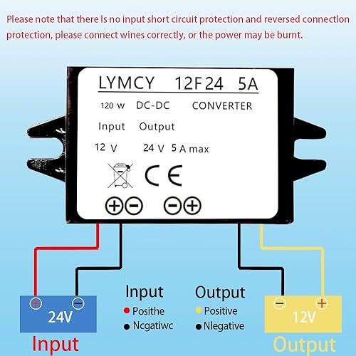 Miniatura 6 de Convertidor DC Boost de 12 V a 24 V, 5 A, 120 W, convertidor elevador de voltaje, módulo de fuente de alimentación impermeable, transformador de