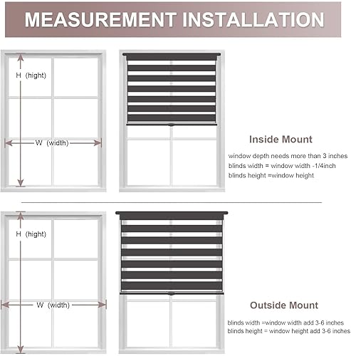 Miniatura 5 de MYshade Persianas enrollables de cebra sin cordones para ventanas para oscurecer la habitación, persianas enrollables dobles de día y noche,