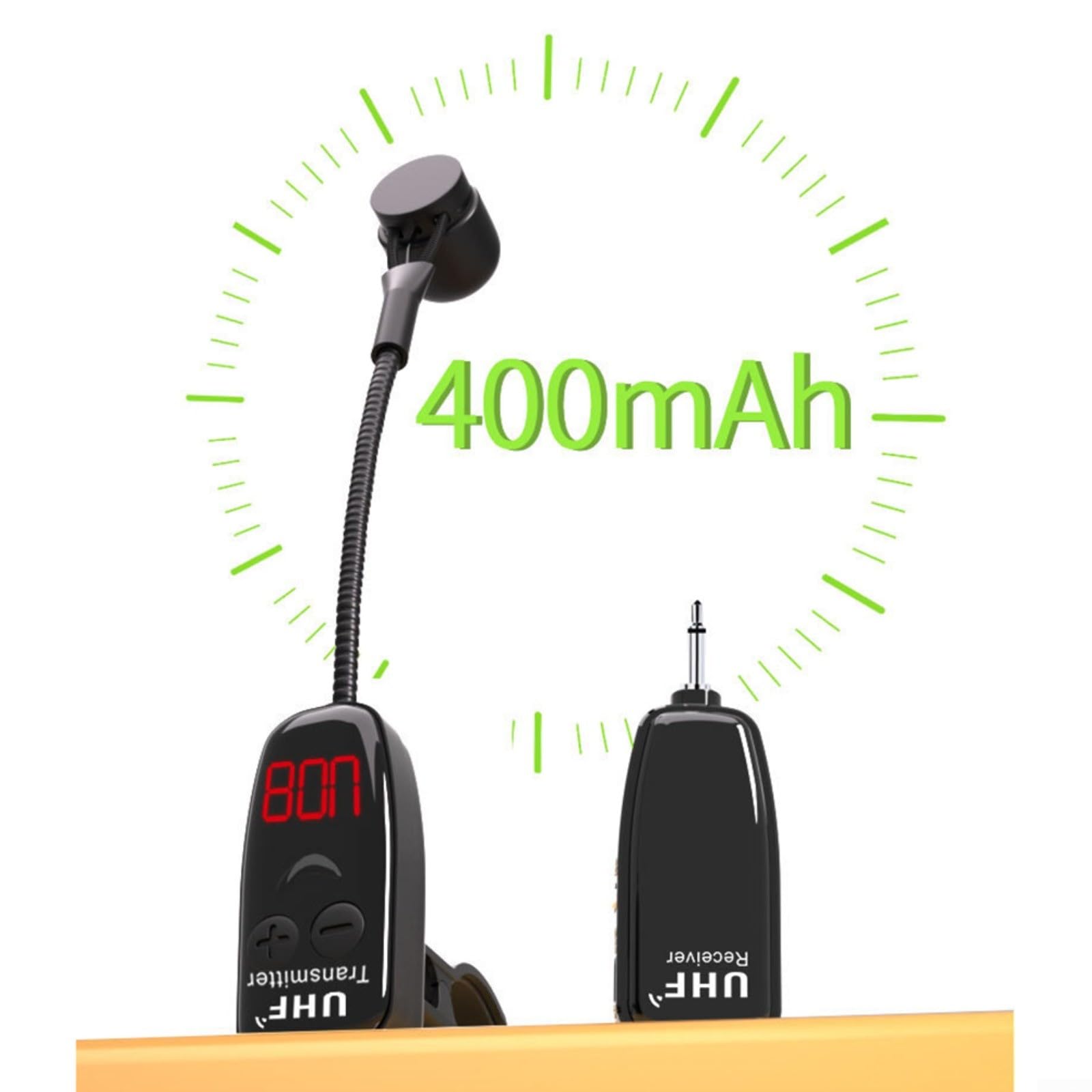 Flauto professionale UHF wireless per microfono Dizi Hulusi, morsetto tubolare sicuro e tubo resistente all'appannamento, display HD, sistema a 40 canali per uso esterno e aula