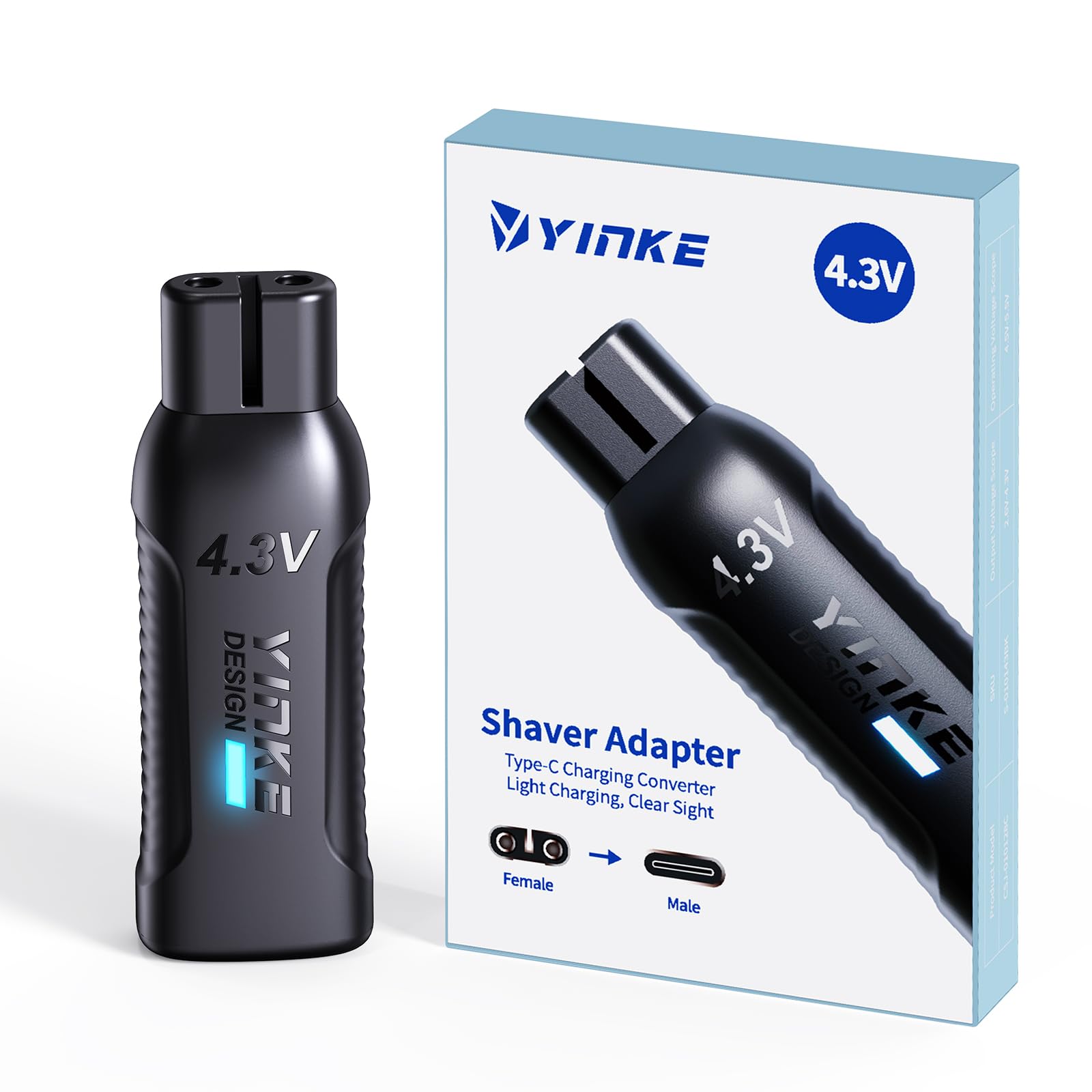 4.3 V Type-C Shaver Charger Adapter Charging Converter for Philips Oneblade QP2510/QP2515/QP2520/QP2620 with Charging Indicator, A00390 USB-C Electric Shaver Charger Adapter Replacement Adapter