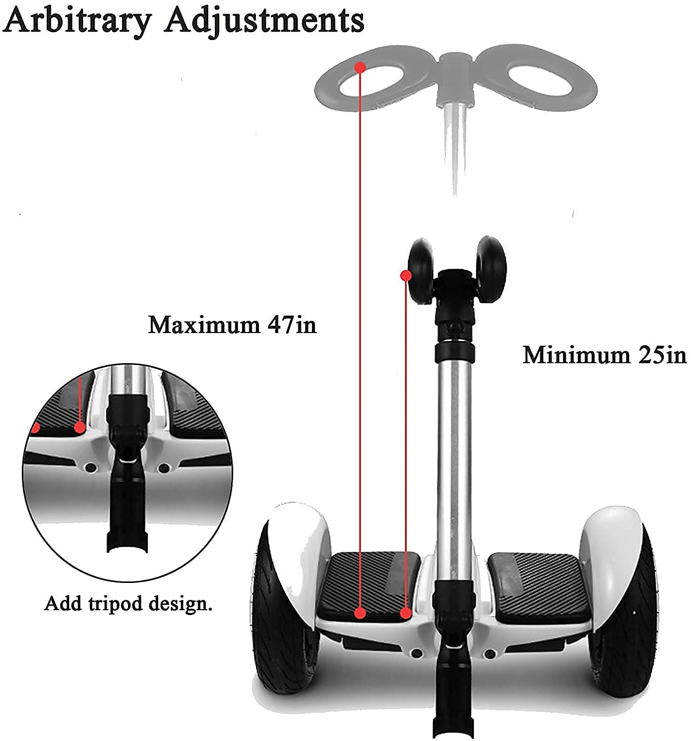 GLDYTIMES Manubrio adatto per Segway Ninebot MiniPRO miniLITE Hoverboard regolabile funzione tre in uno tra cui impugnatura, morsetto gamba, cavalletto – Rilascio Ginocchio Bar Pressione Maniglia