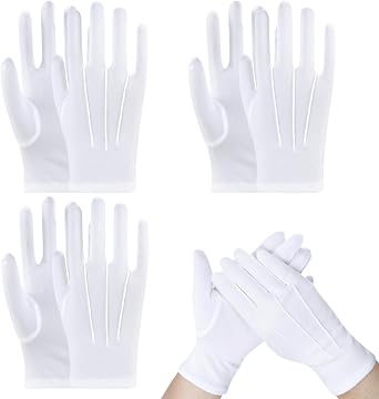 White Gloves, Stitched White Gloves for Men and Women,