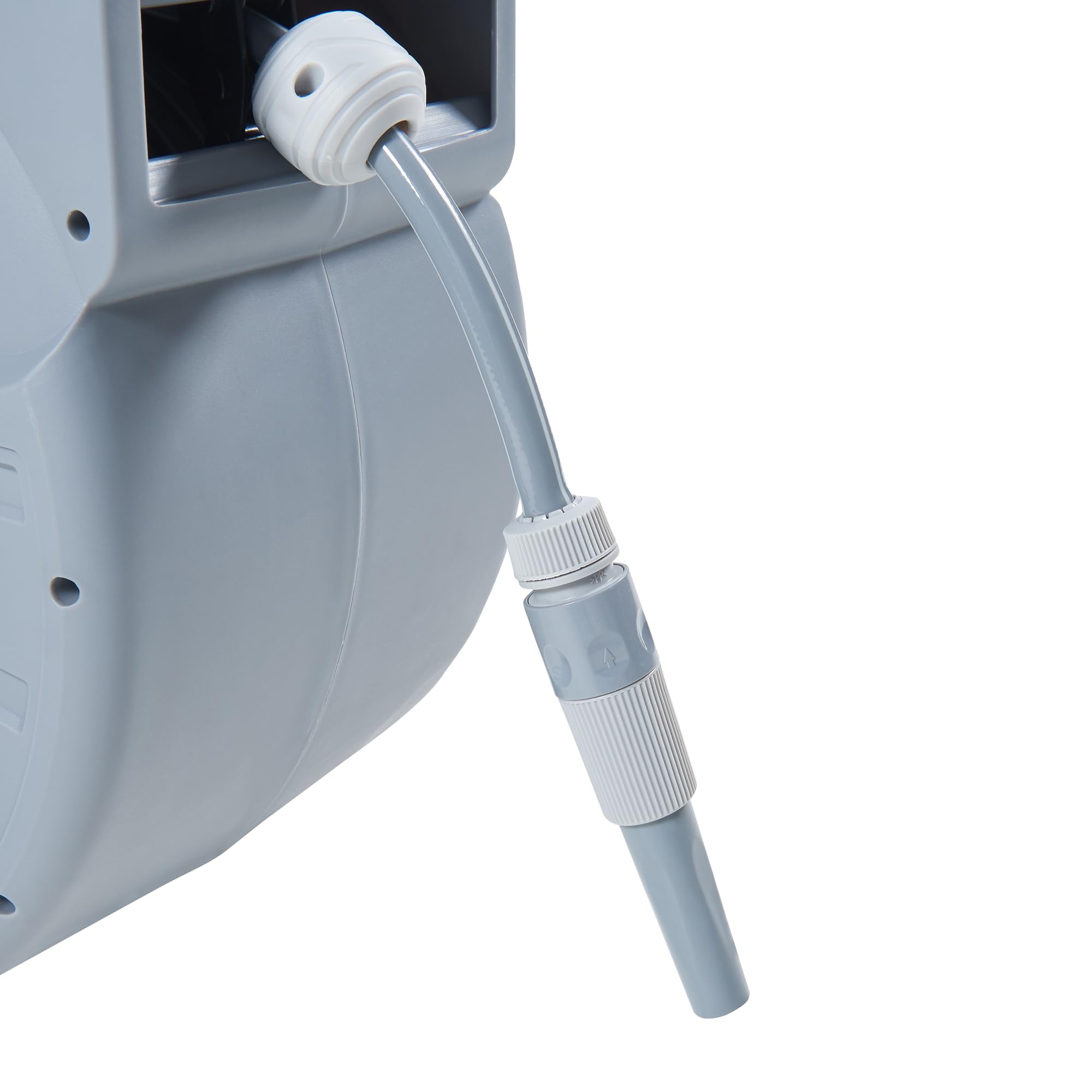 pro.tec Avvolgitubo da Giardino per Irrigazione Supporto da Parete Girevole con Tubo di Irrigazione da 30 m Ugello Spruzzatore Regolabile - Grigio