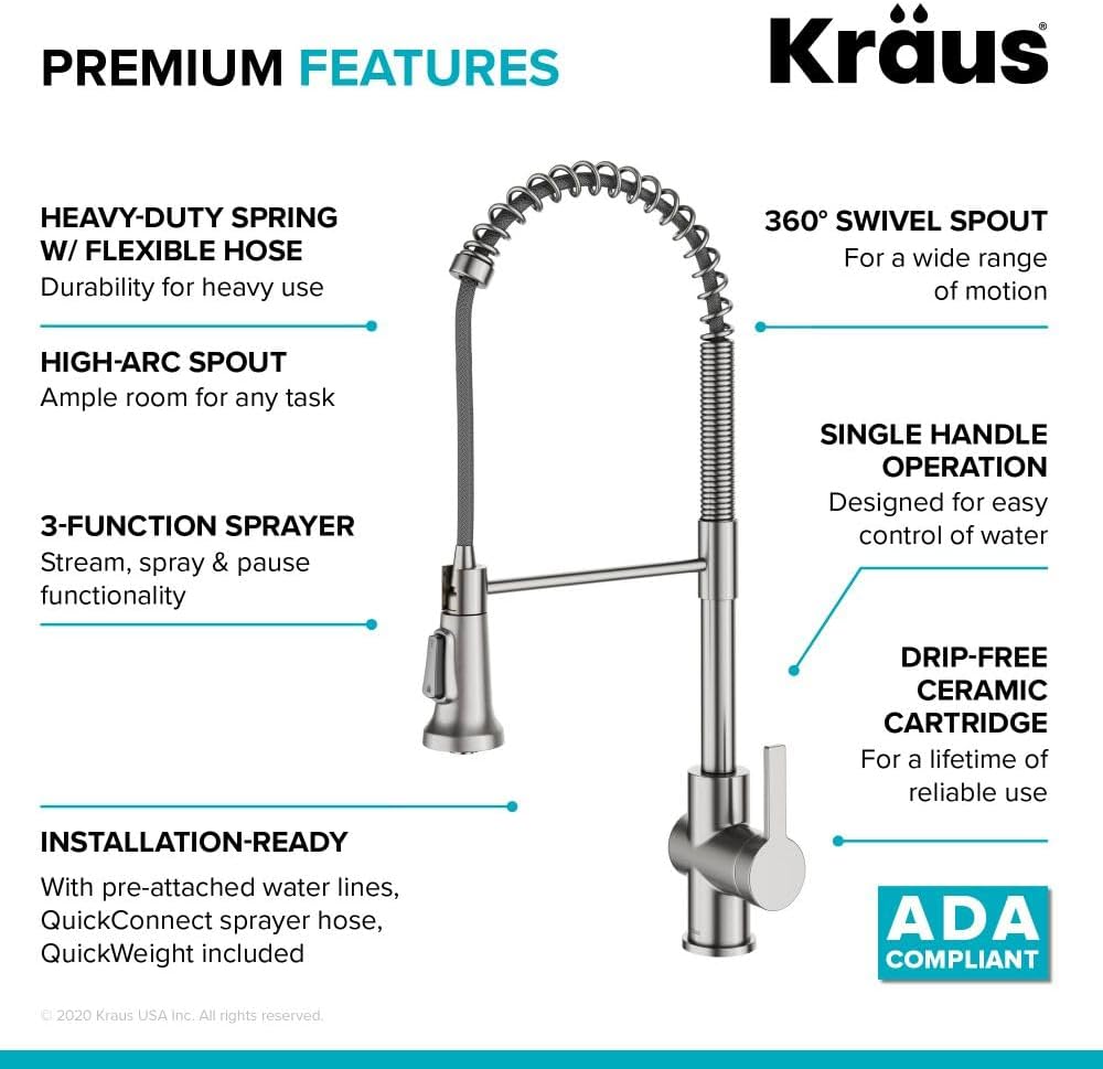 KRAUS Britt 2nd Gen Commercial Style Pull-Down Single Handle Kitchen Faucet in Spot Free Stainless Steel, KPF-1691SFS - Image 11