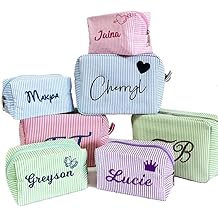 Personalized Makeup Bag with Embroidered Name Custom Cosmetic Bag Toiletry Bag Travel Organizer Bachelorette Party Bridal Wedding &amp; Birthday Gift (Style-01)