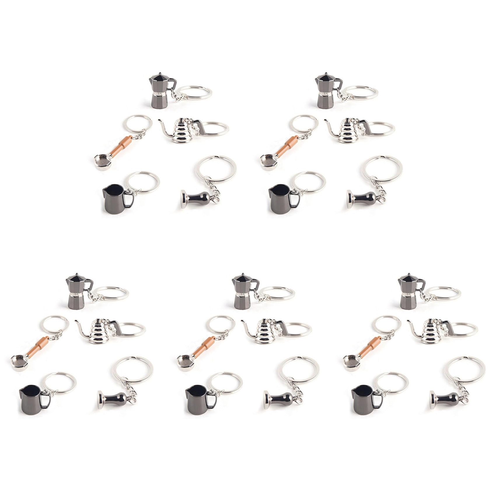 Hndhbfgrt 25PCS Coffee Tamper Keychain Espresso Portafilter Moka Pitcher Keyring Portable Coffee Accessories Gift