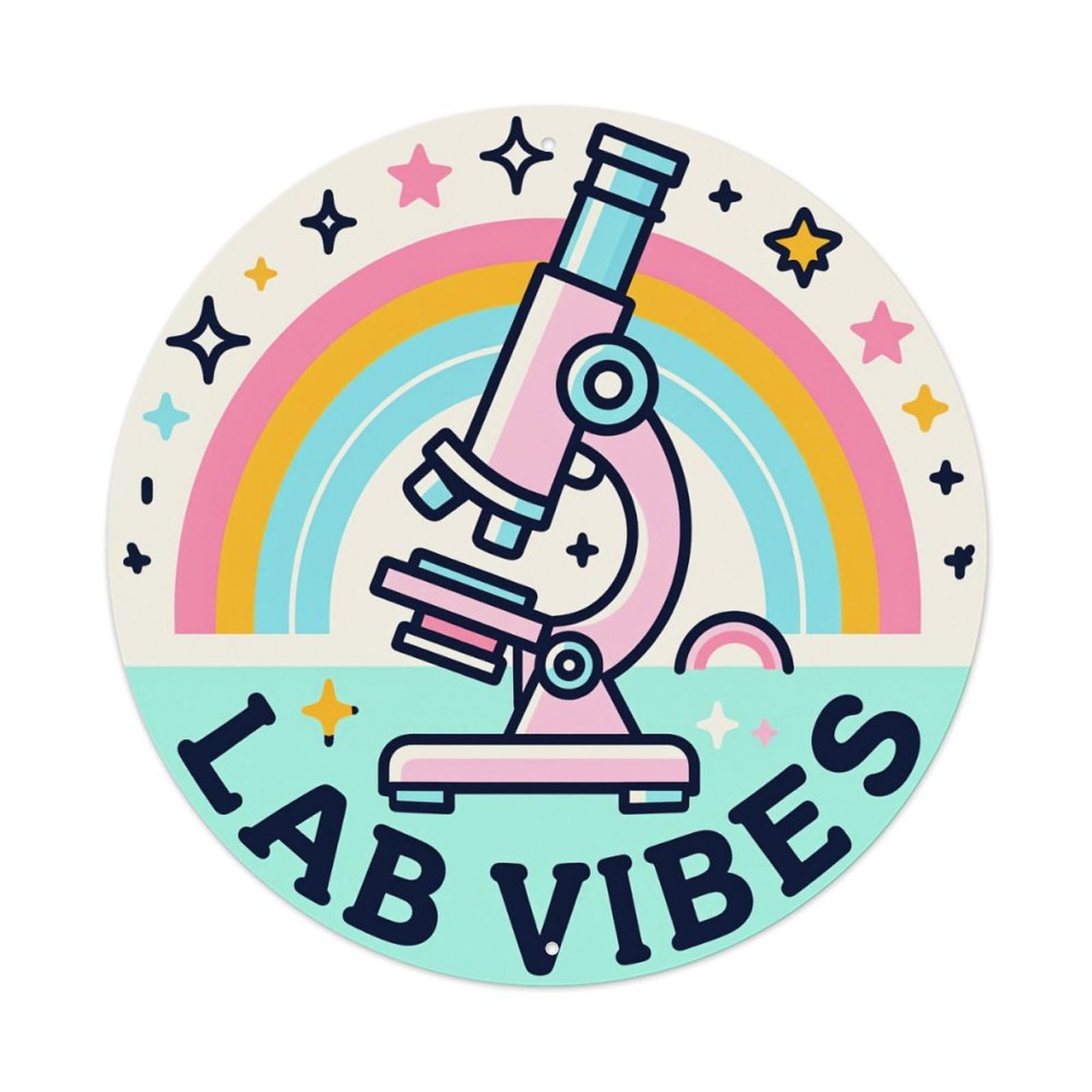 Microscope Rainbow Stars Lab Vibes Metal Tin Sign Vintage Garden Bedroom Cafe Bar Man Cave Home Wall Decor Metal Poster 8x8 inches