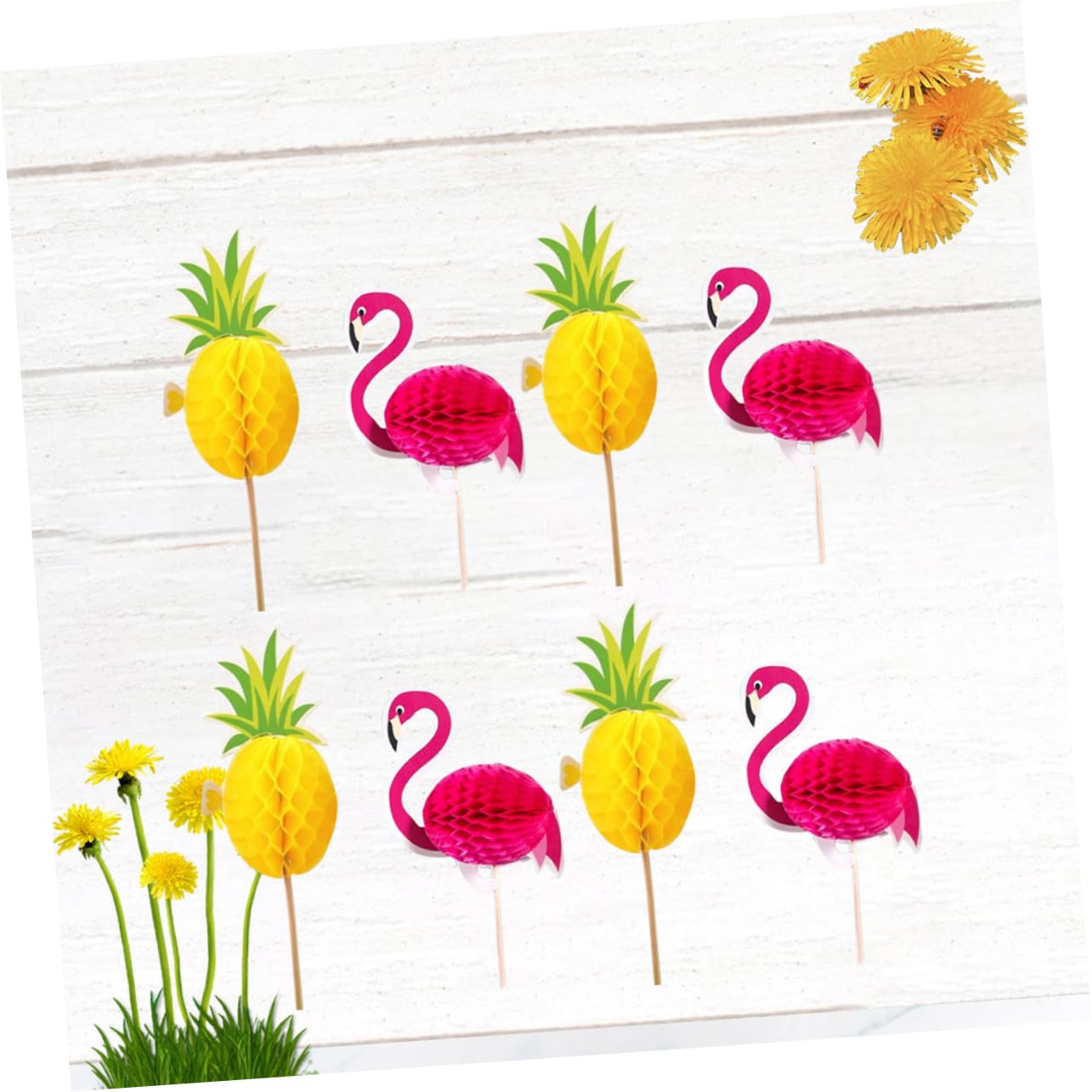 ORFOFE Pics à Gâteaux en Plastique Flamant Rose et Ananas 20pcs pour Décoration de Cupcakes et Gâteaux Lors de Fêtes d'anniversaire
