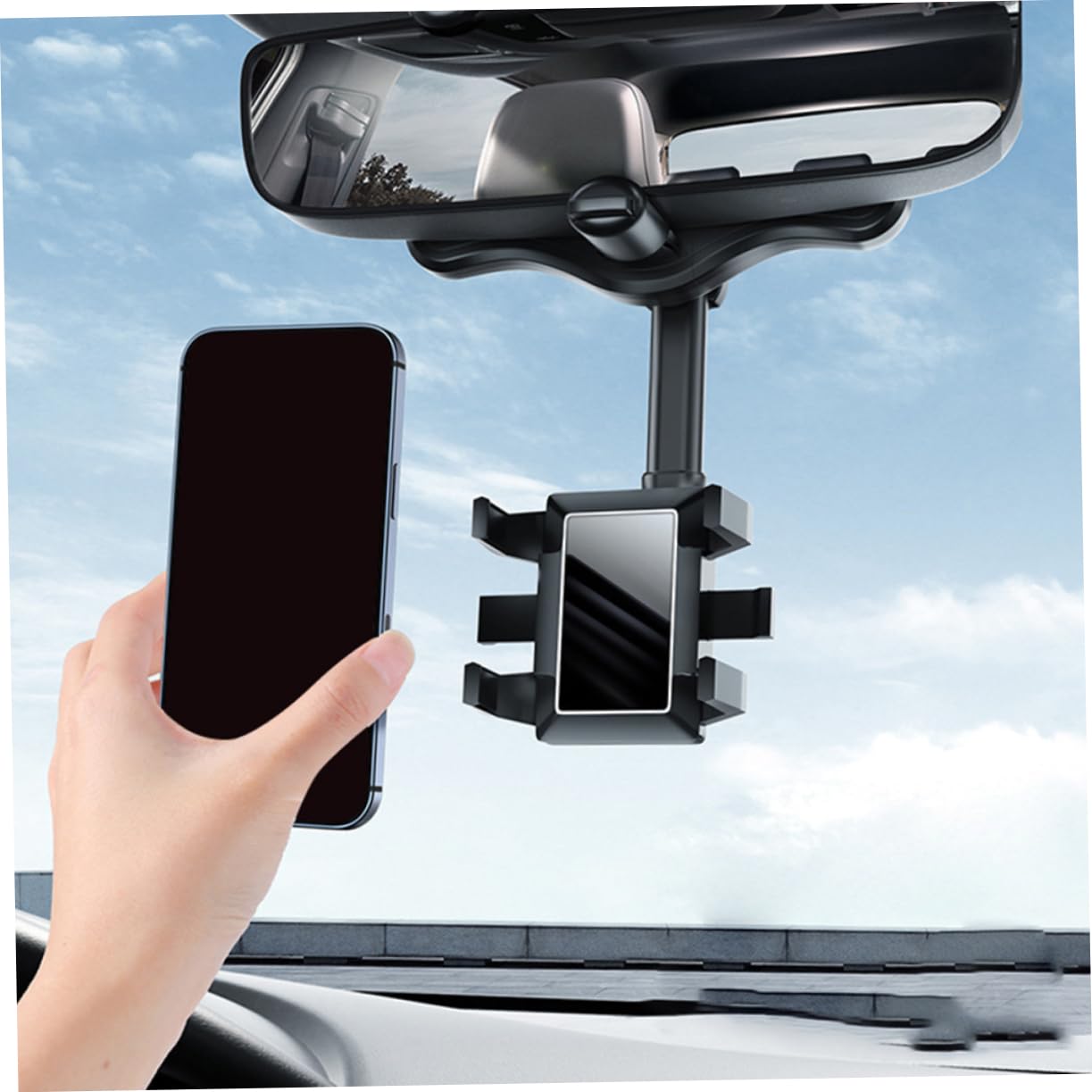 NUOBESTY Supporto Cellulare per Auto Nero in Abs Colla Pu, Multiangolo e Antiscivolo, per Guida e Veicolo