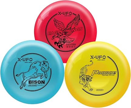 X-UFO Disc Golf Set - Disc Golf Pro Starter Set 3 Pack with Putter,Driver,Mid-Range,Mini Discs,157-175g for Training & Outdoor Sports