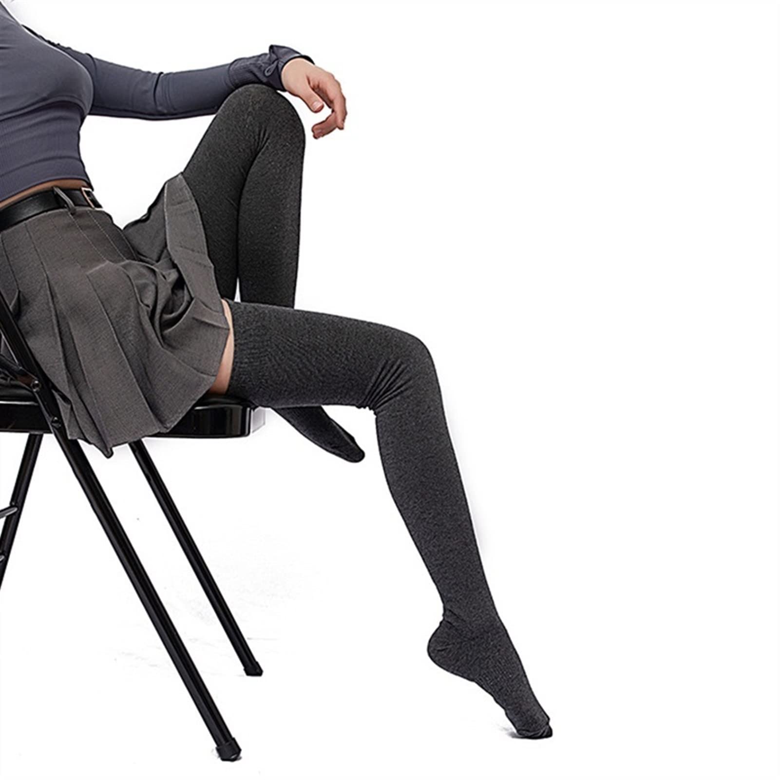 Medias de mujer Calcetines altos Super Elástico Plus Talla Medias for mujer Calcetines sobre la rodilla Sólido Color de Sólido Grueso Grueso Calcetines de algodón 2 pares Calcetines de mujer(E)