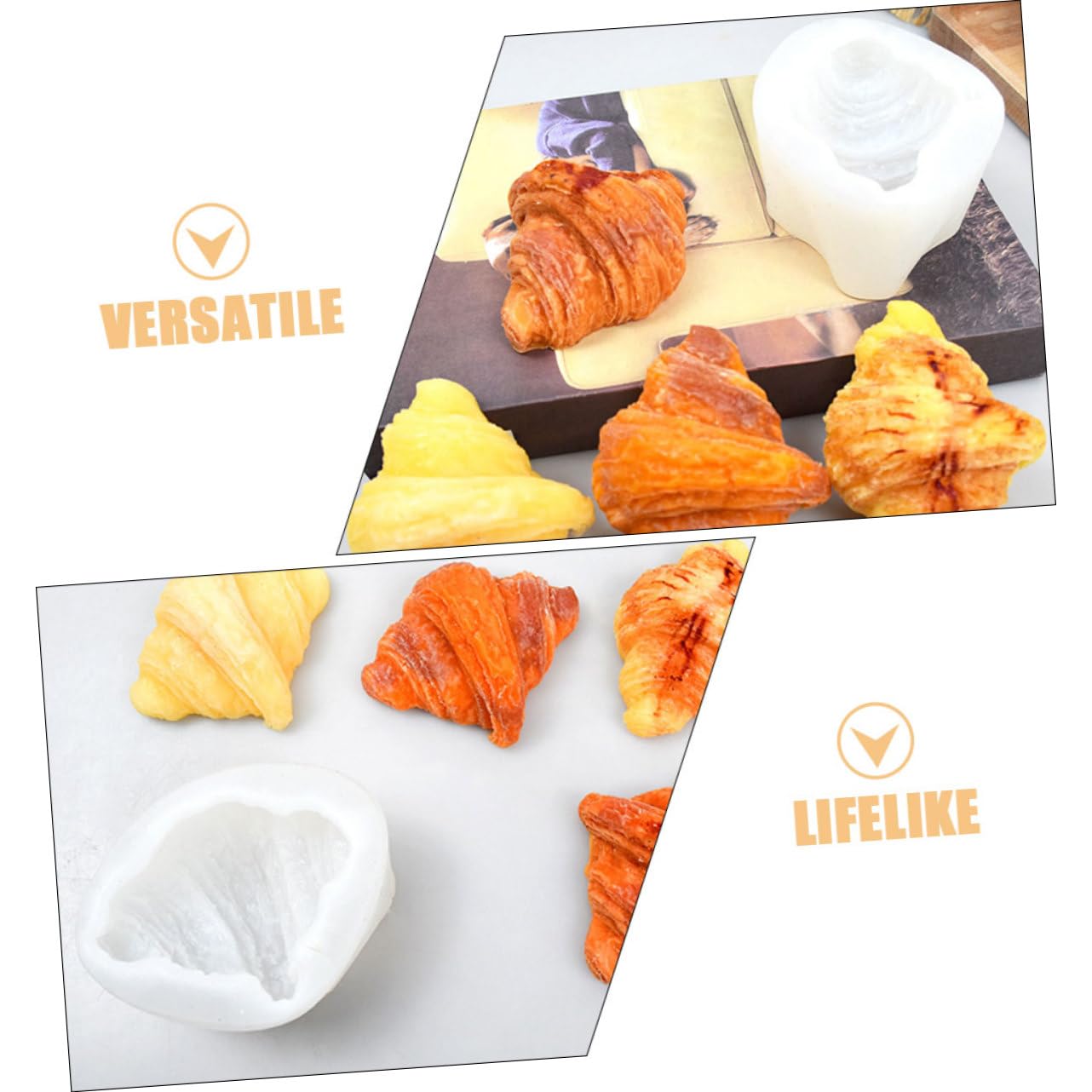 Operitacx 5pièces Moule Silicone Croissant pour Fabrication De Bougies Aromatiques Et Décorations Moule Antiadhésif pour Pâtisserie Et Fondant