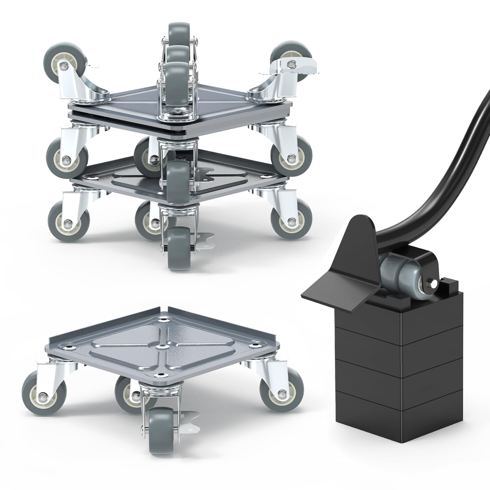 Kit de transport de meubles solide - Avec 4 chariots à panneaux en acier au carbone - Avec 5 roues universelles en caoutchouc - Roulettes pour déplacer les réfrigérateurs, les canapés, etc. - Charge