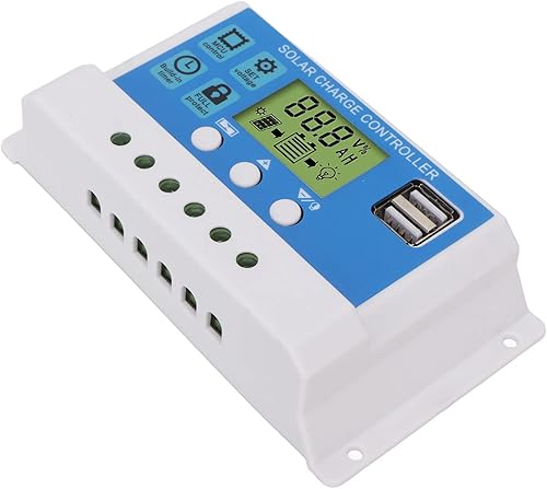 Miniatura 2 de LANTRO JS 30A PWM Solar Charge Controller Panel with Adjustable LCD Display, Intelligent Regulator, 2 USB Ports 12V24V, White