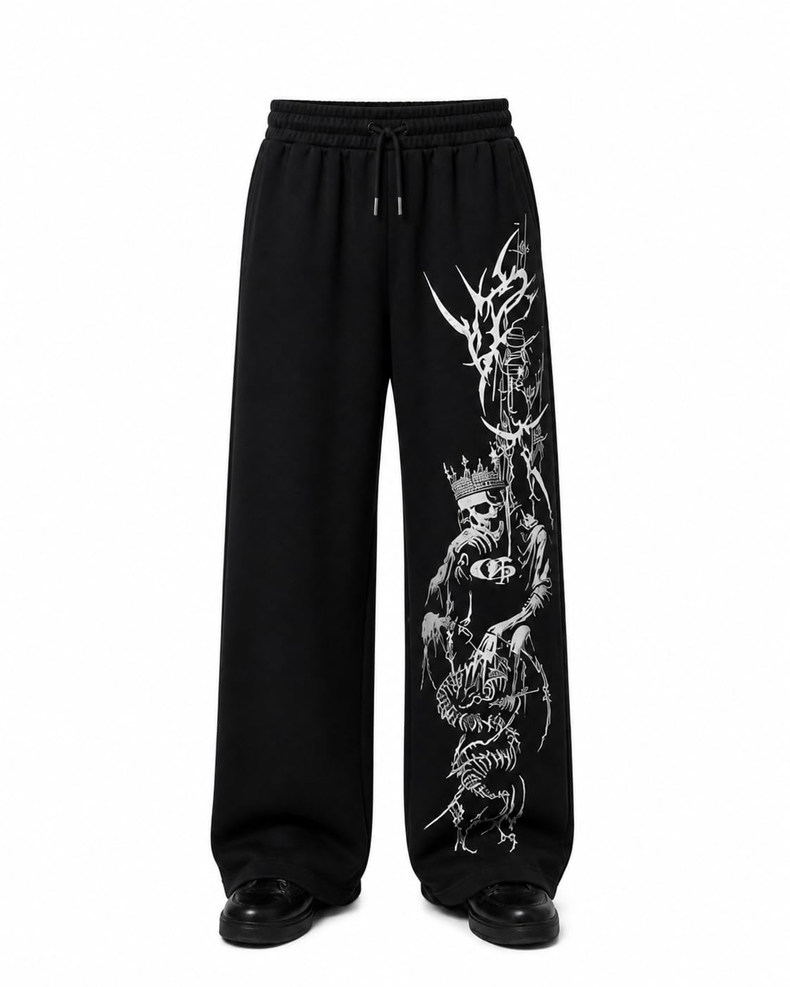 raw element Men’s Printed Black Track Pants | Cotton Blend Joggers | Elastic Waist Casual Lower with Graphic Design-picture-24