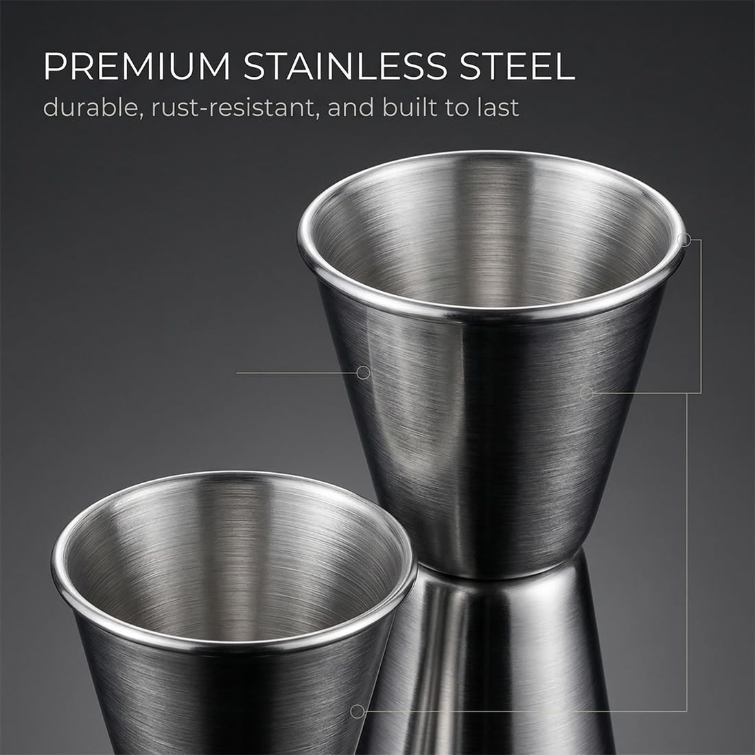 Dosatore Misurino Doppio per Cocktail, 3 Pezzi, Misurino per Bevande Barista, Misurino in Acciaio Inox a Doppia Spirito Jigger Misura Cup, Per Bar, Discoteche, Feste, 15/30 ml, 25/50 ml, 30/60 ml