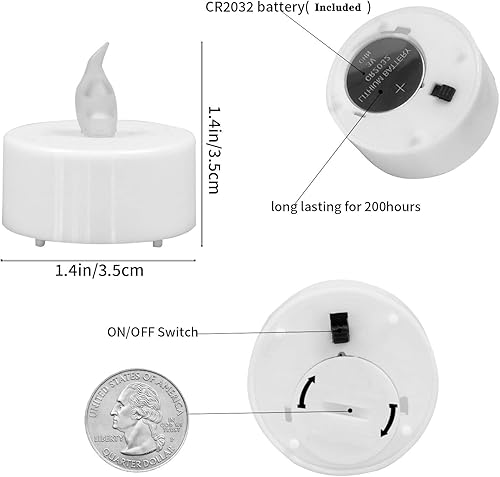 Miniatura 2 de JUNPEI - Paquete de 400 velas de té con luz LED amarilla cálida, velas sin llama, realistas, brillantes y parpadeantes para la celebración
